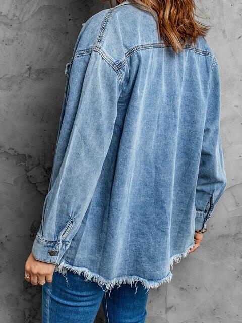 Frayed Hem Denim Shacket