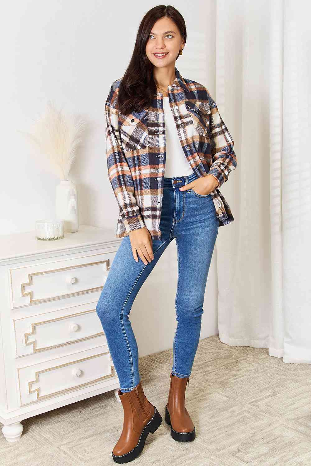 Blue and Gold Plaid Shirt
