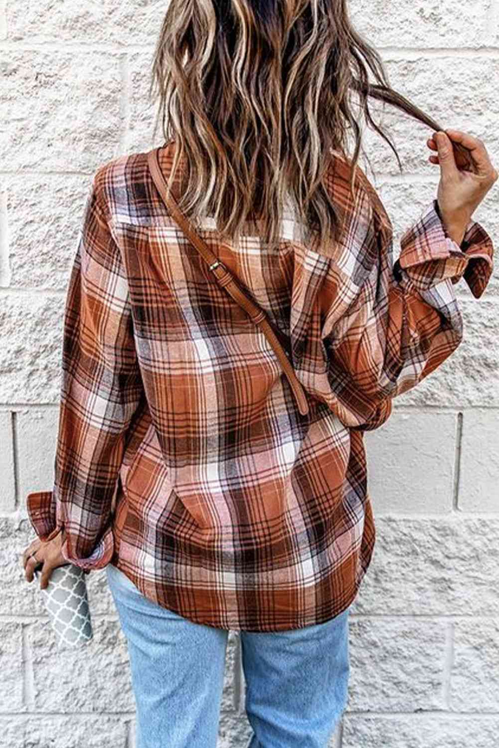Terracotta Long Sleeve Plaid Shirt