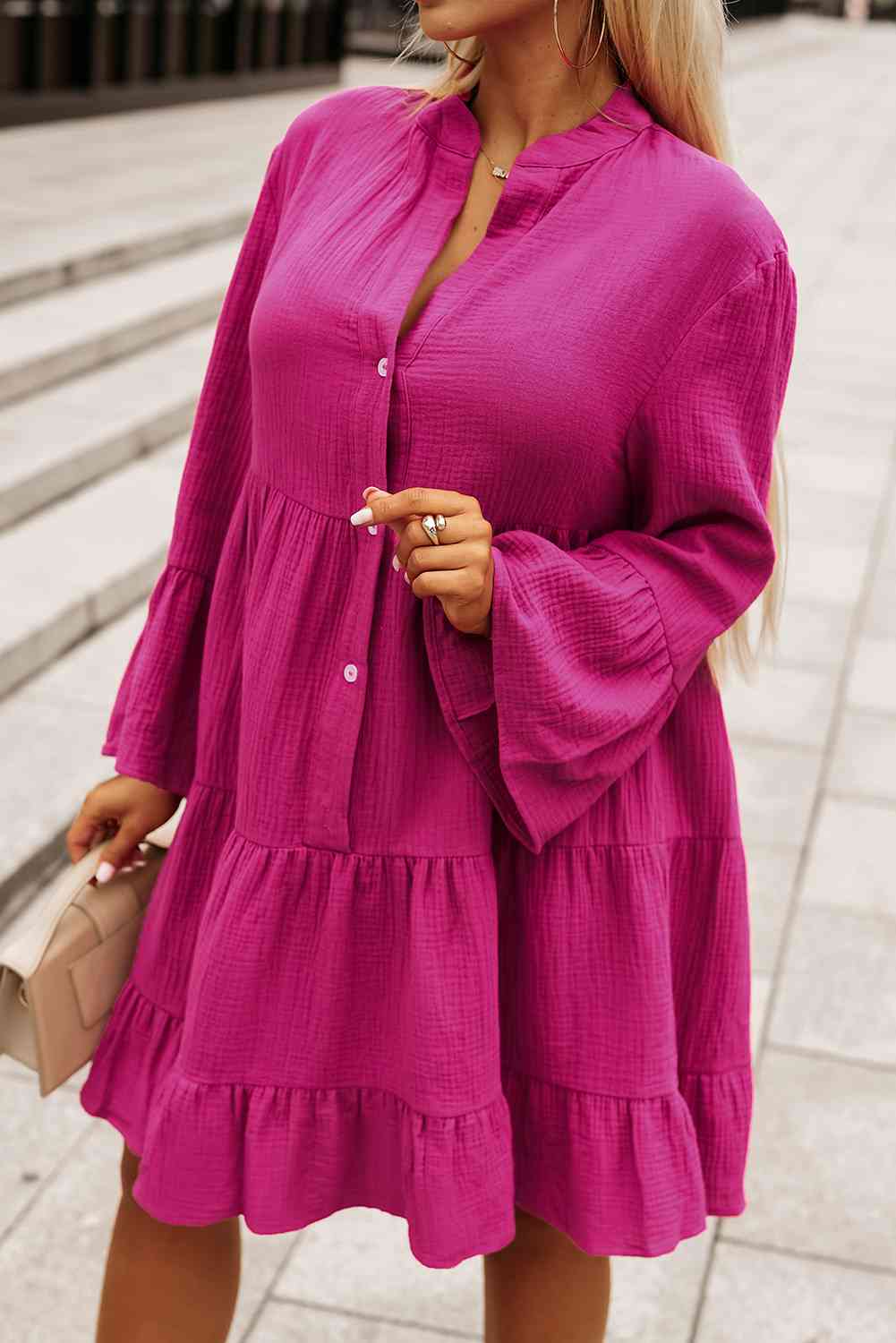 Tiered Smock Shirt Dress