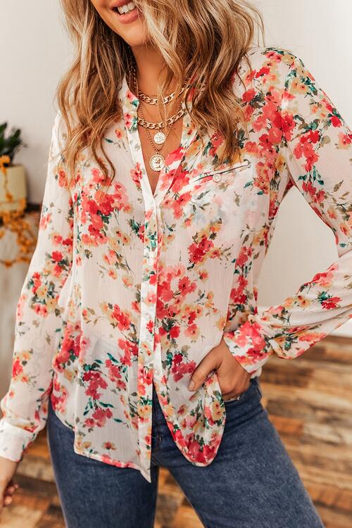 Olivia Floral Button Up Blouse