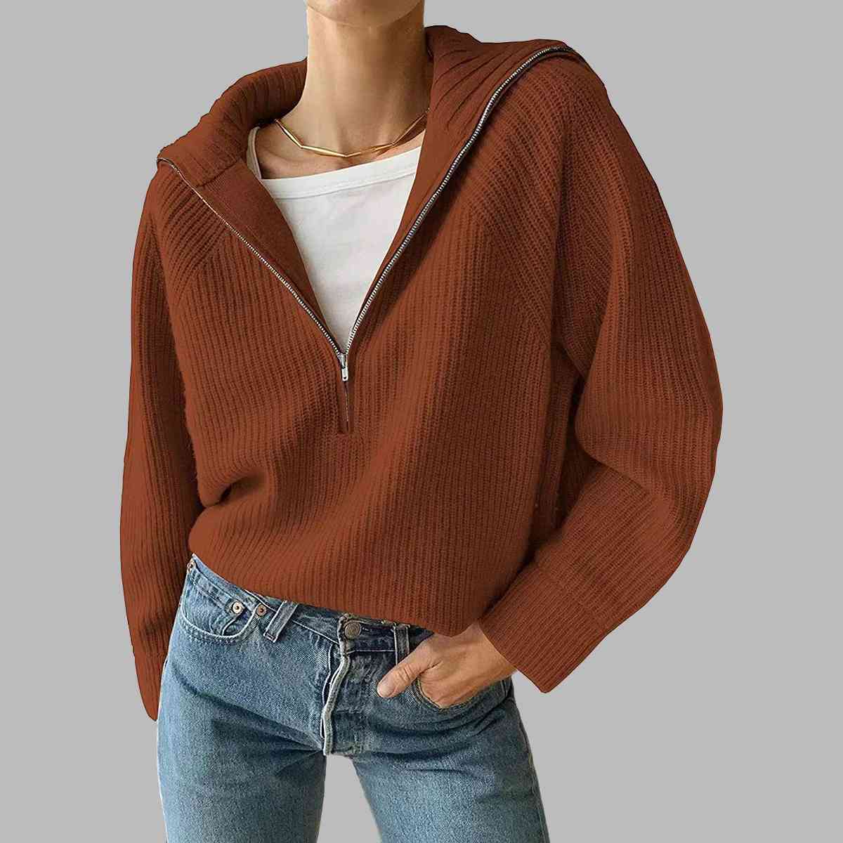 Molly HaIf Zip Knit Top