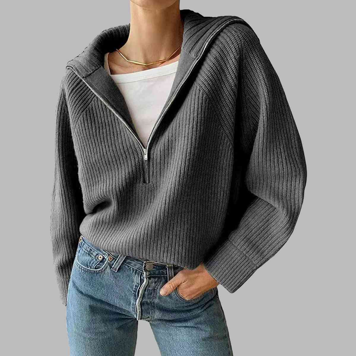 Molly HaIf Zip Knit Top