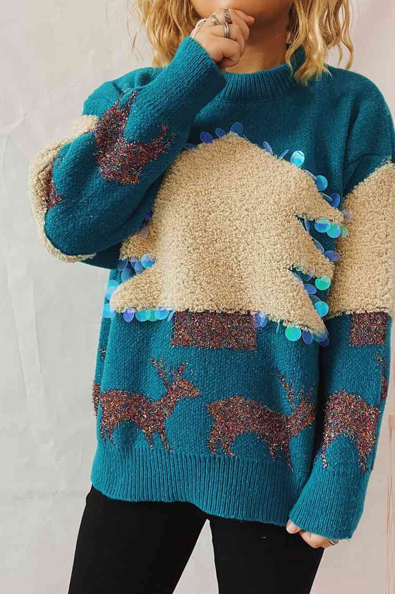 Extra Festive Sequin Christmas Tree Sweater