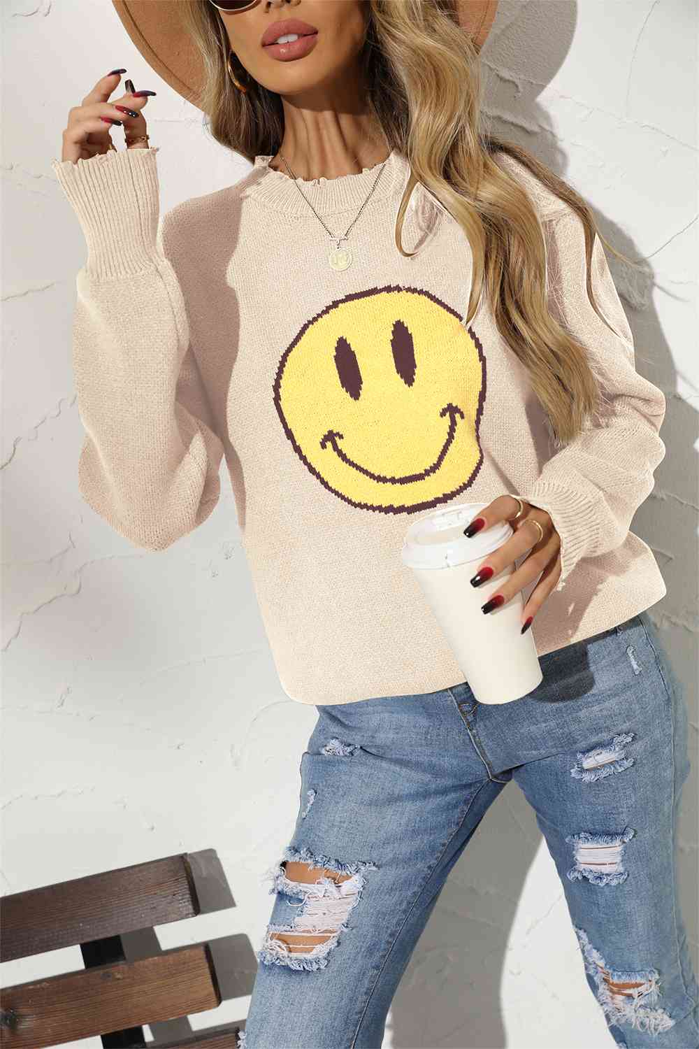 Smily Face Graphic Sweater