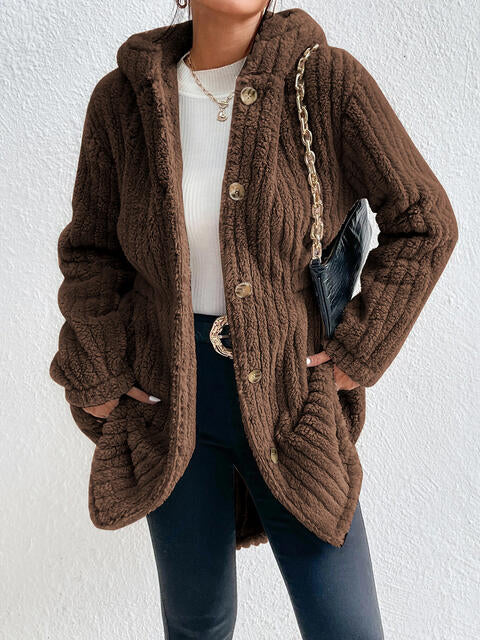Brandy Button Down Hooded Coat