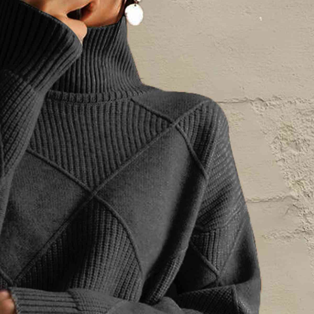 Janeve Geometric Turtleneck Sweater