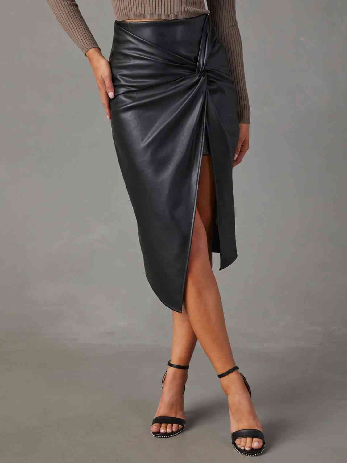 Twist The Story Pleather Skirt