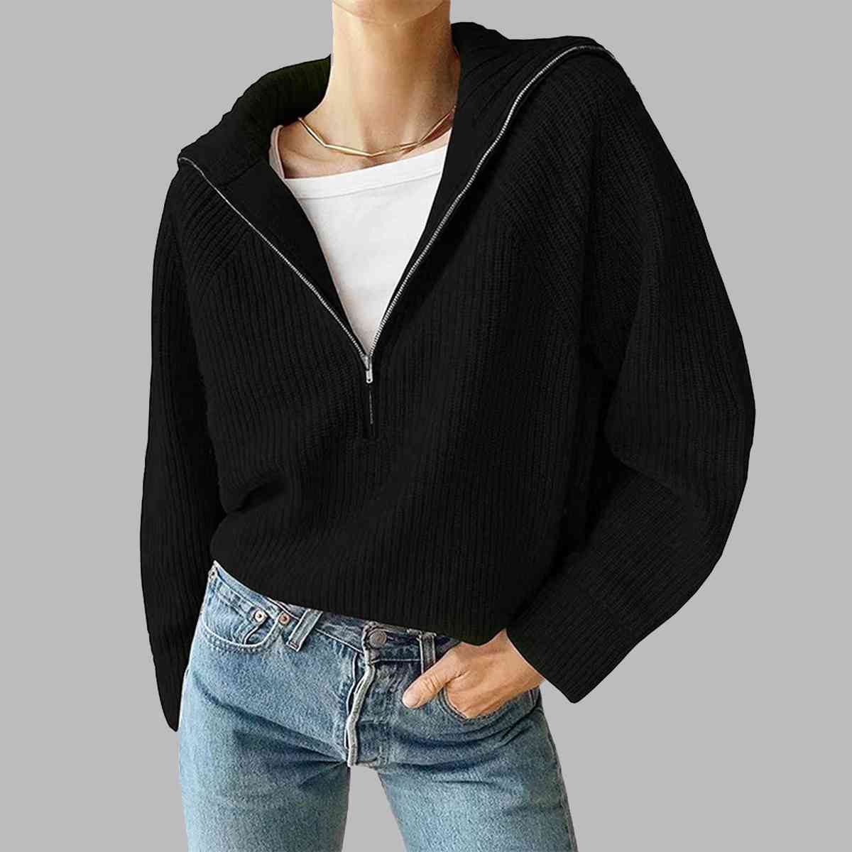 Molly HaIf Zip Knit Top