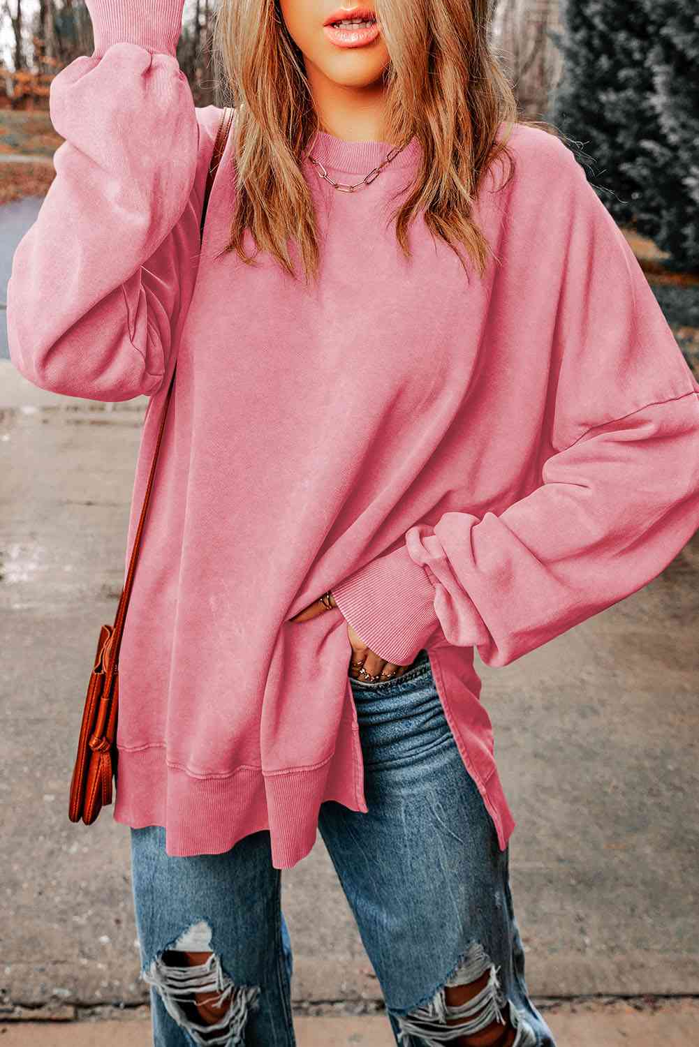 Throw On A Smile Oversized Sweatshirt