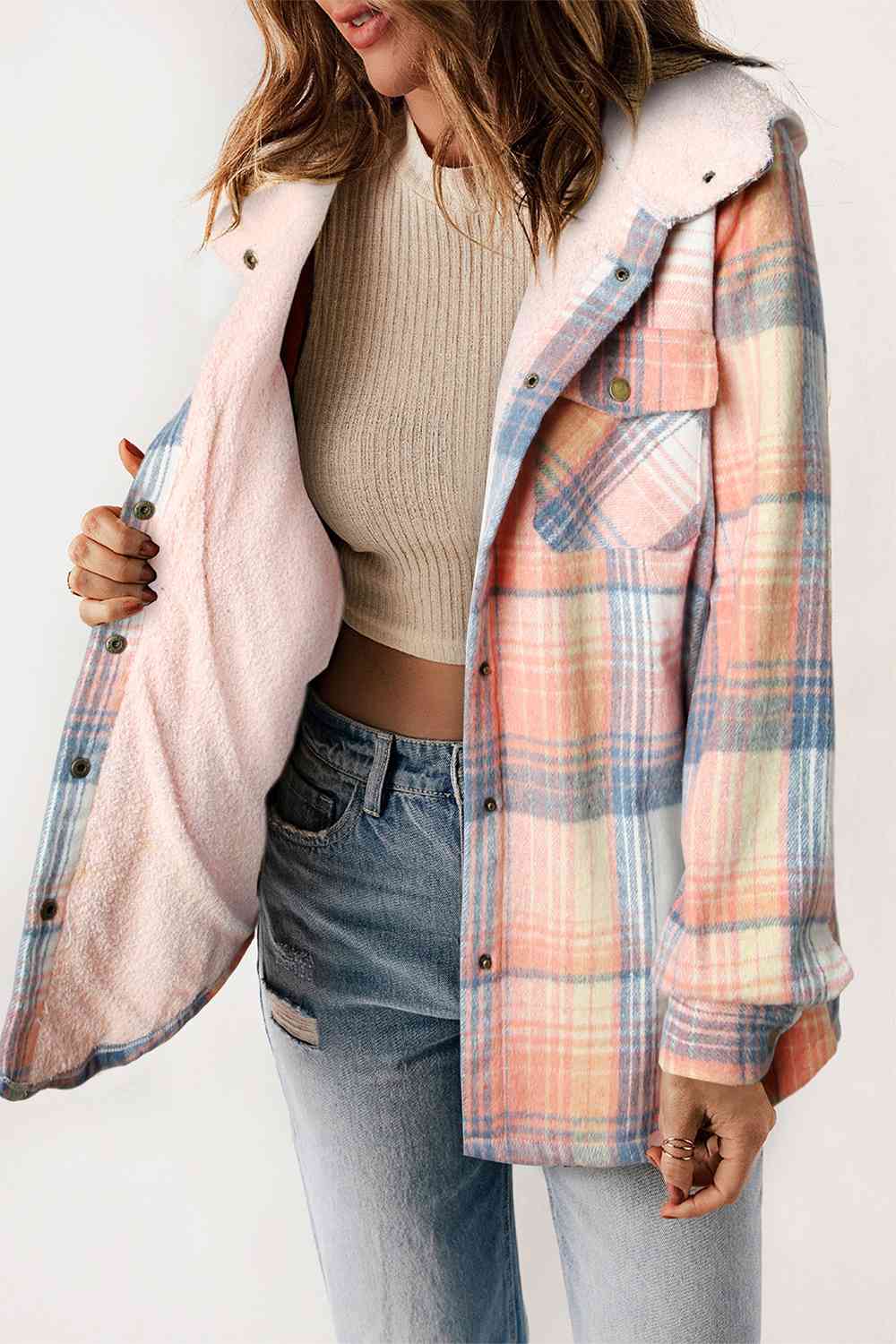Fallin' Fur Lined Plaid Jacket