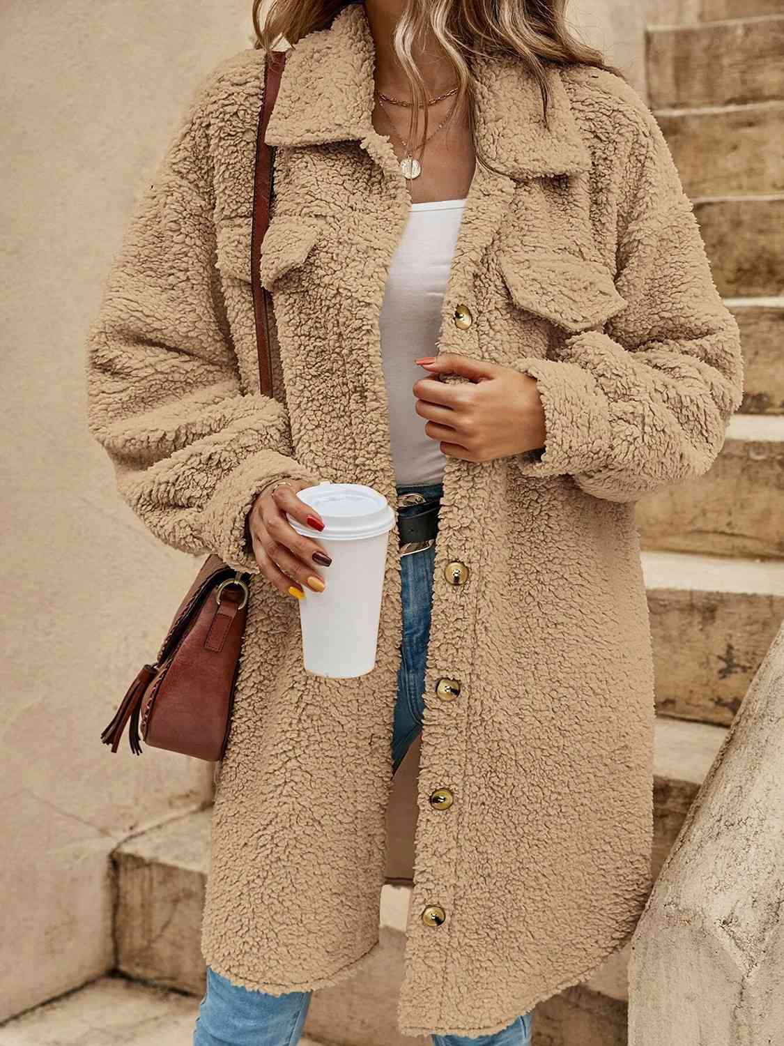 Sherpa Collared Button Down Coat