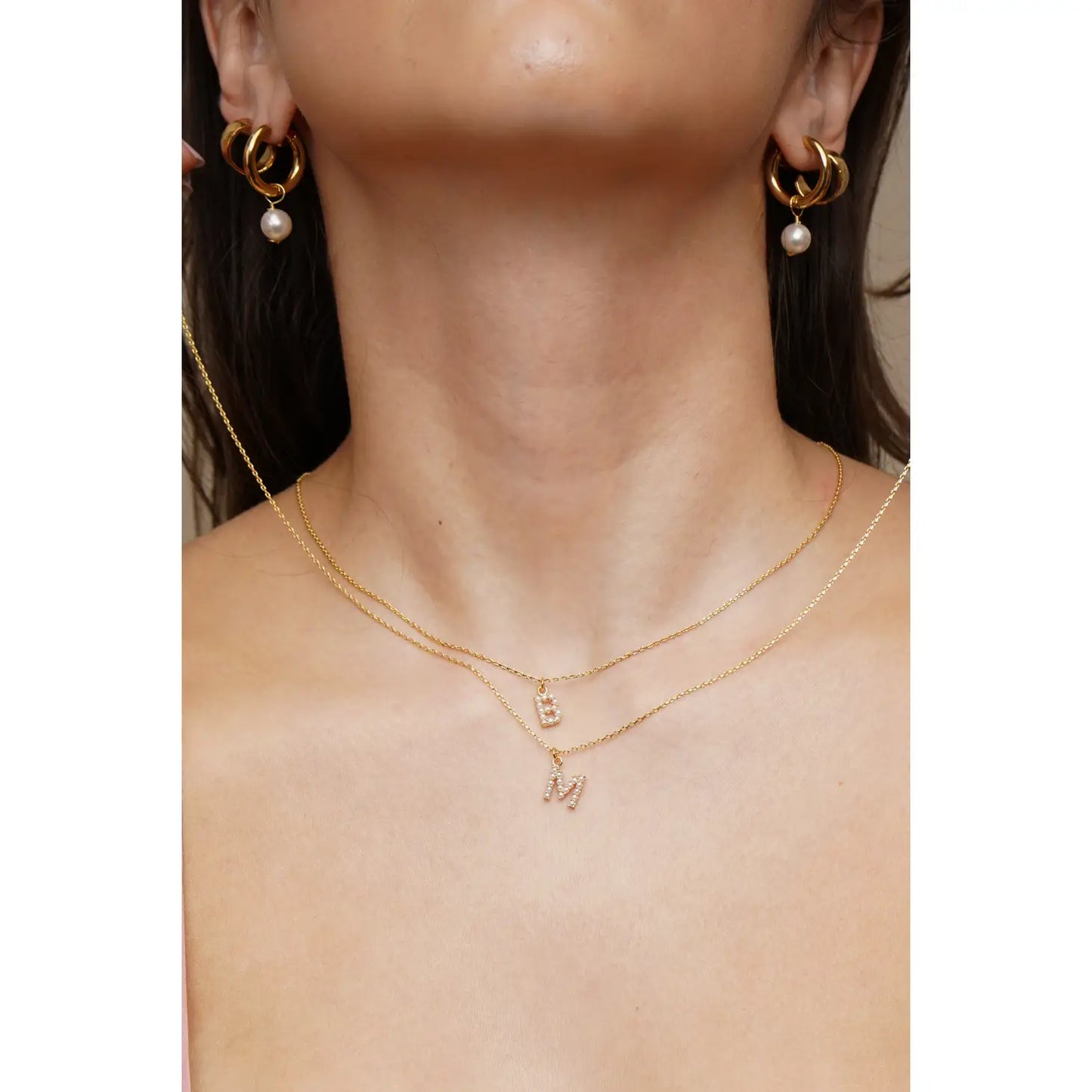 Dainty Love Pearl Initial Necklace