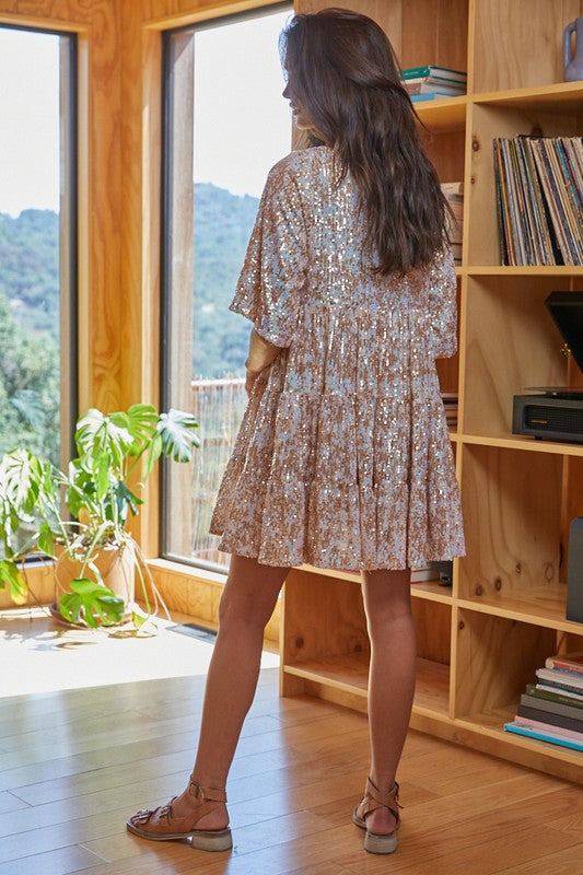 Tiered Sequin Sneaker Dress