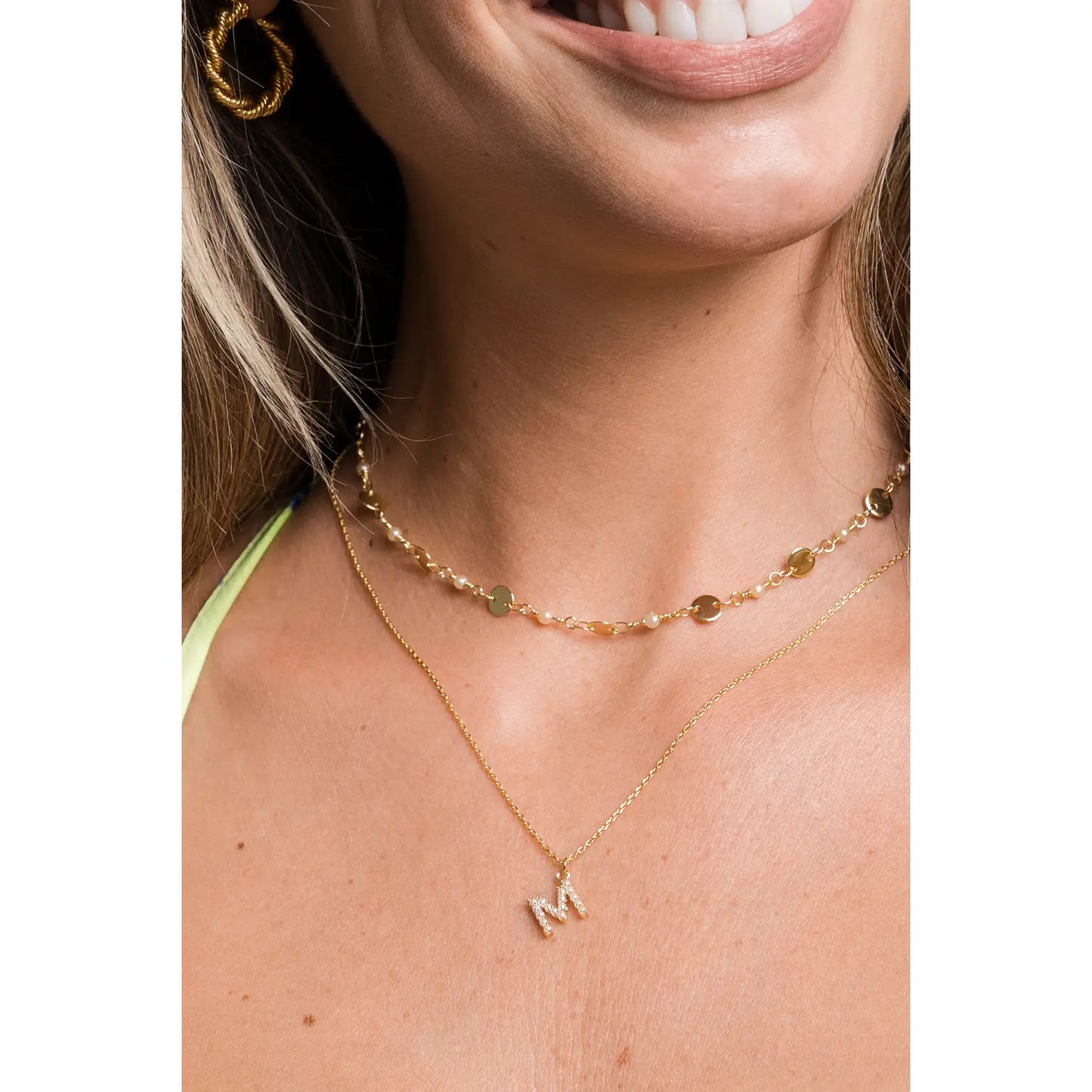 Dainty Love Pearl Initial Necklace