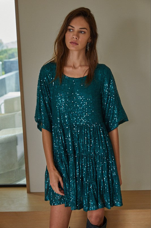 Tiered Sequin Sneaker Dress