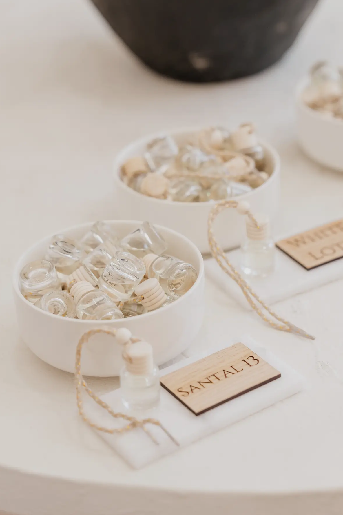 Minimal glass Santal 13 car diffuser close-up