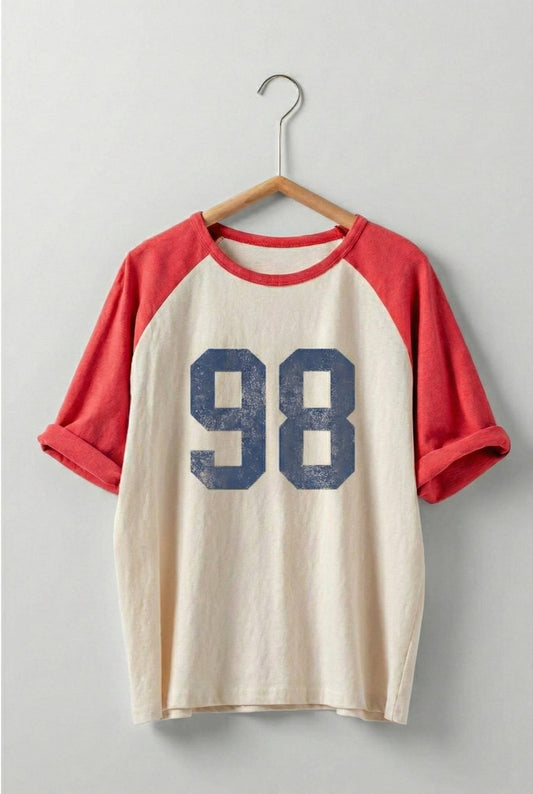 Urban Daizy - Vintage Varsity Graphic Raglan Baseball Tee