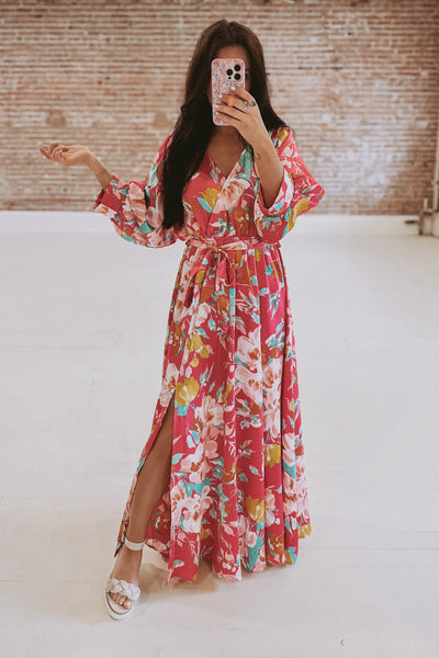 Floral Shimmer Maxi Dress