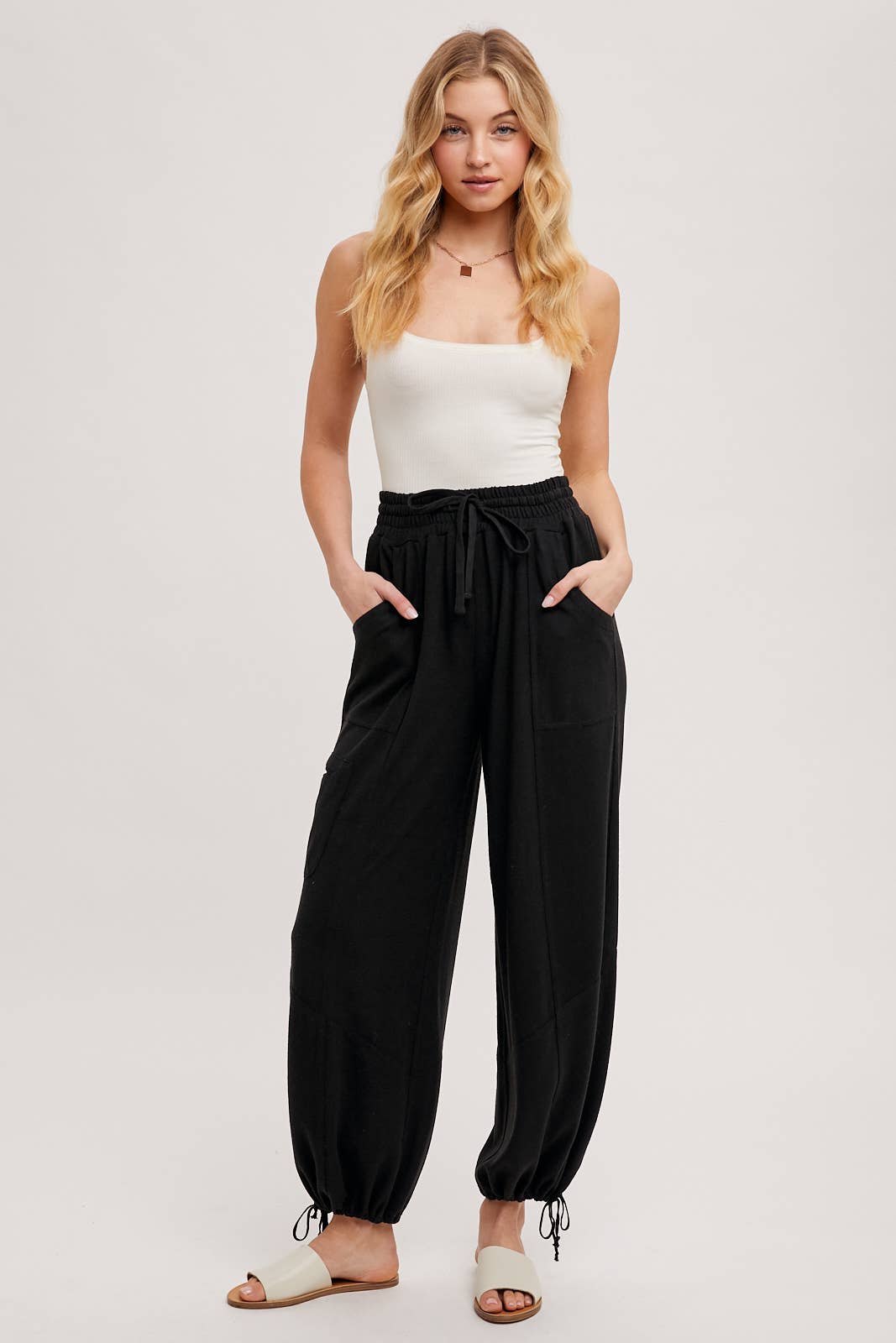Bluivy - DRAWSTRING HIGH WAIST JOGGER SWEATPANTS