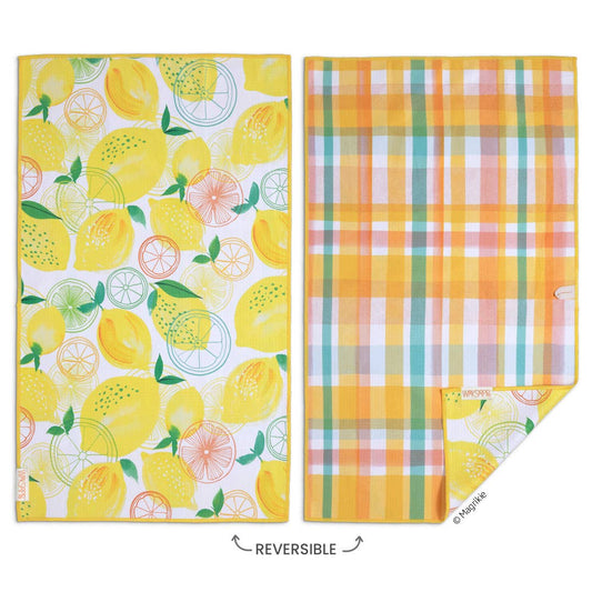 WerkShoppe - Lemon Plaid Microfiber Kitchen Dish Towel