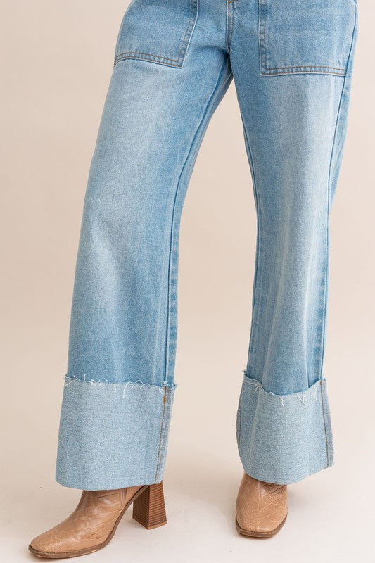 The Betty Wide Leg Cuffed Jeans