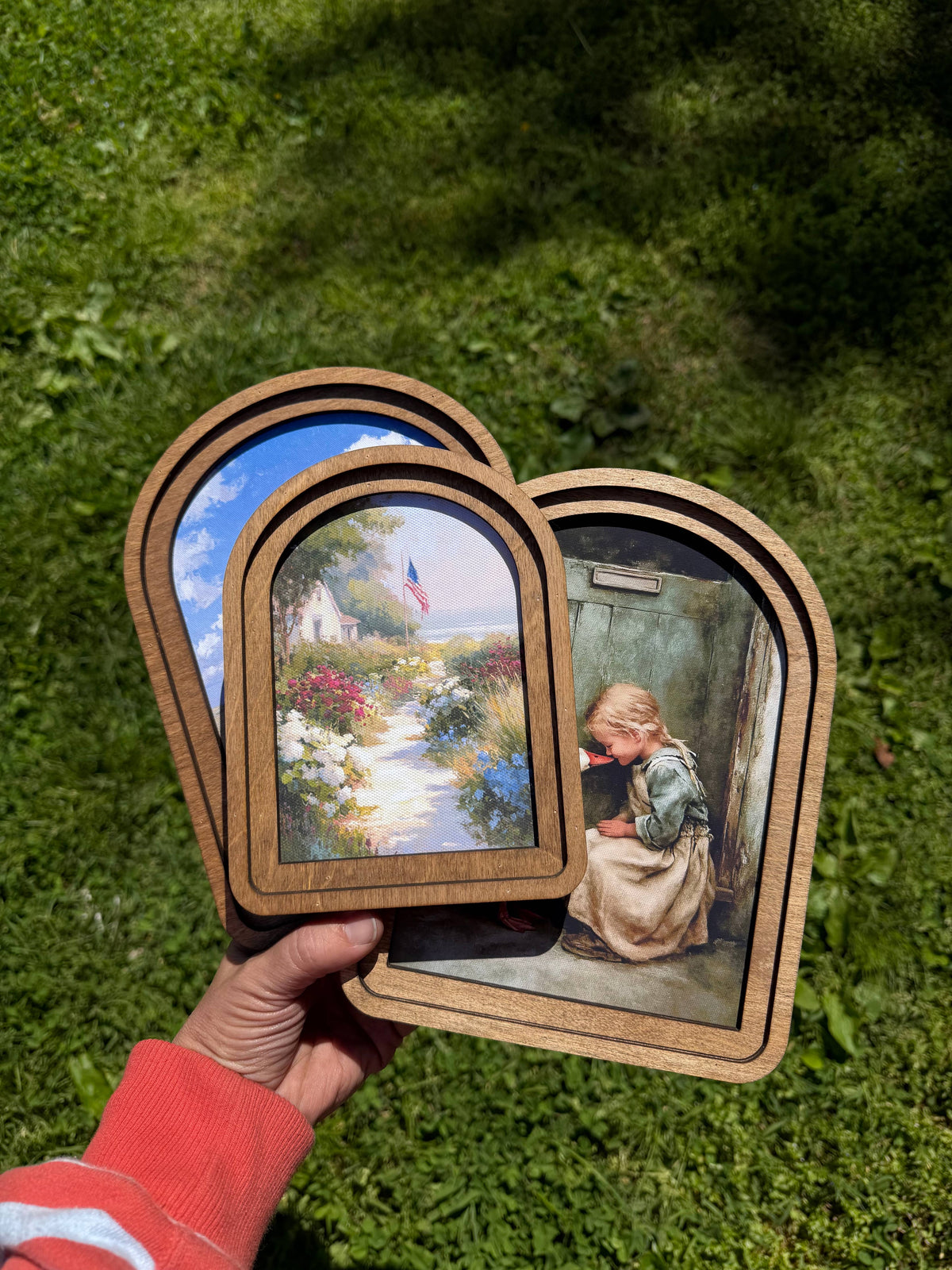 Maci Loo Makings - Arch Frame Art Ghost Book Library | Moody Wood & Canvas