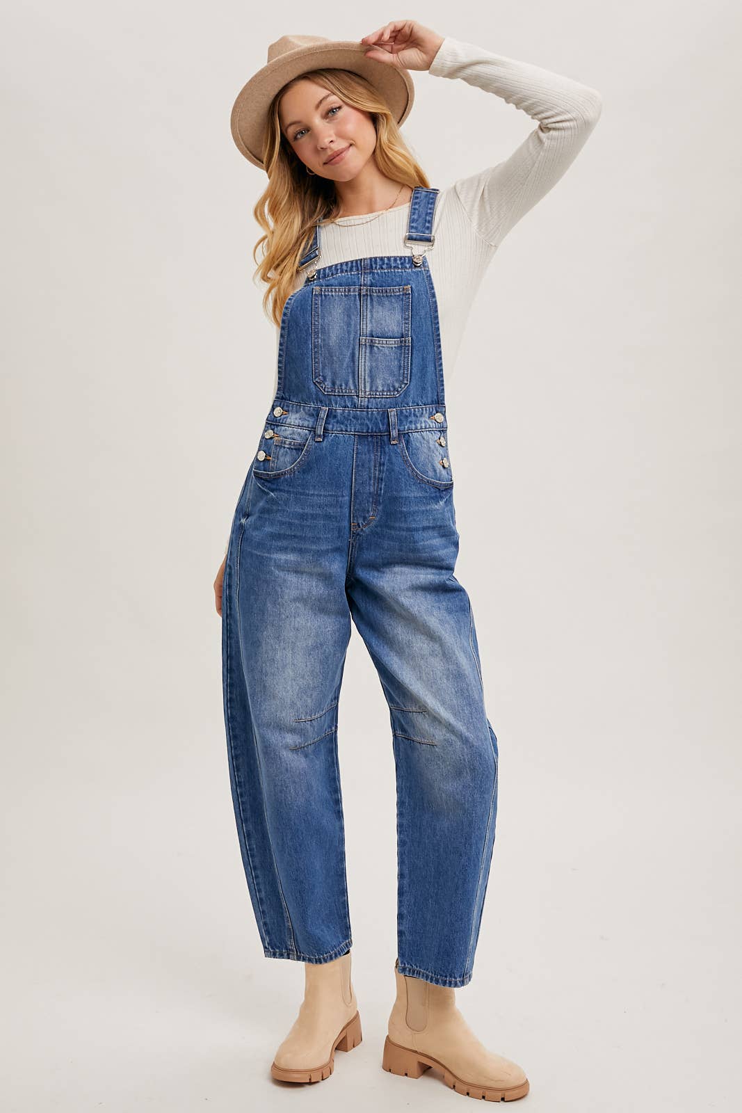 Boho Barrel Denim Overalls