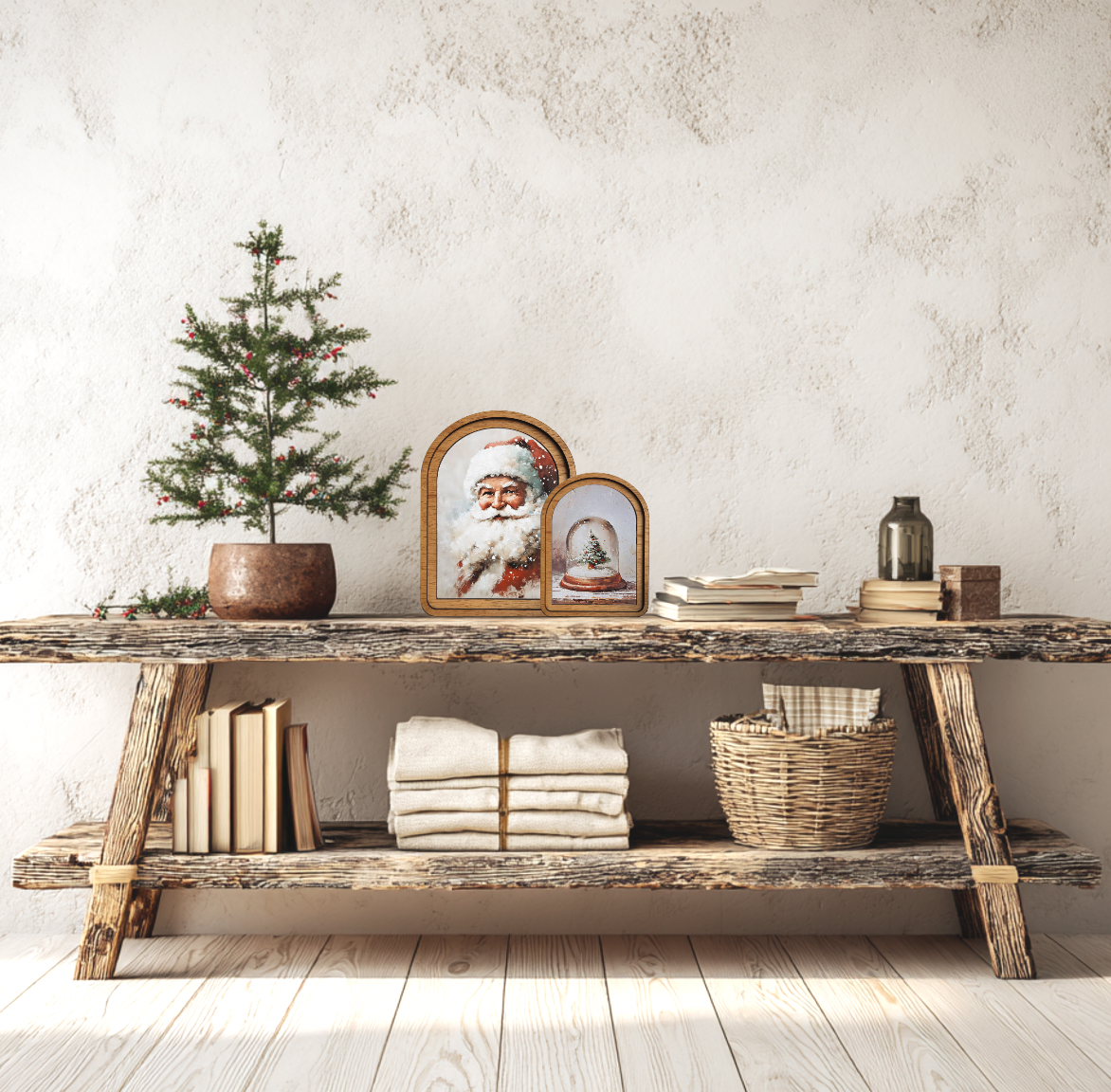 Maci Loo Makings - Arch Frame Art Christ Village Church  | Winter Wood & Canvas