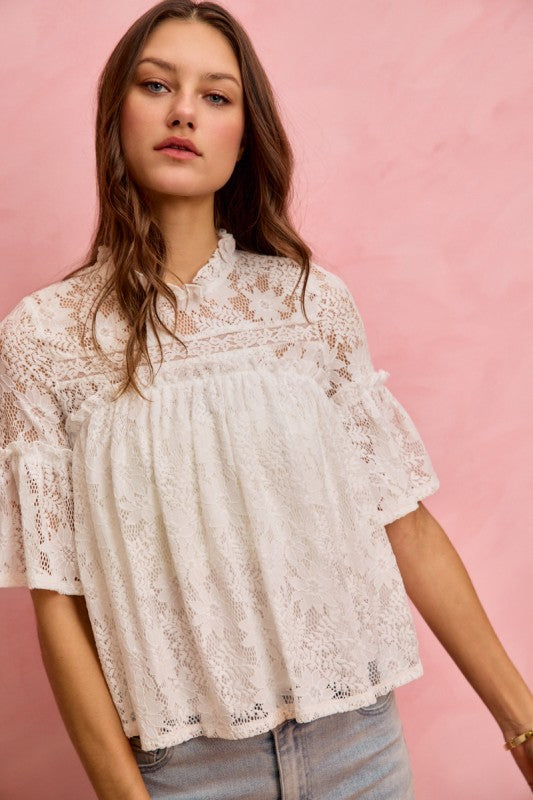 lightweight lace boutique top cream
