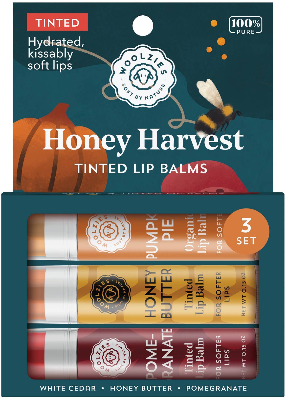 Woolzies - Honey Harvest Tinted Lip Balm Set Of 3