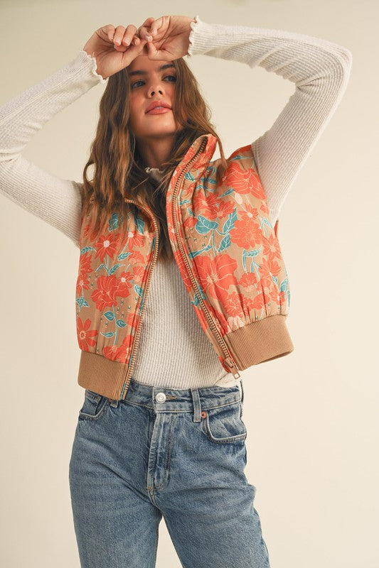 Vintage Blooms Puffer Vest