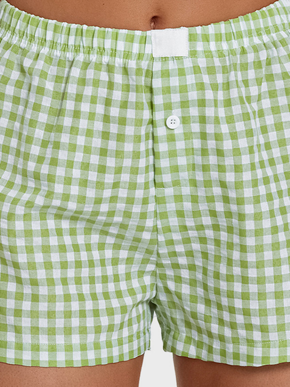 Plaid Elastic Waist Shorts