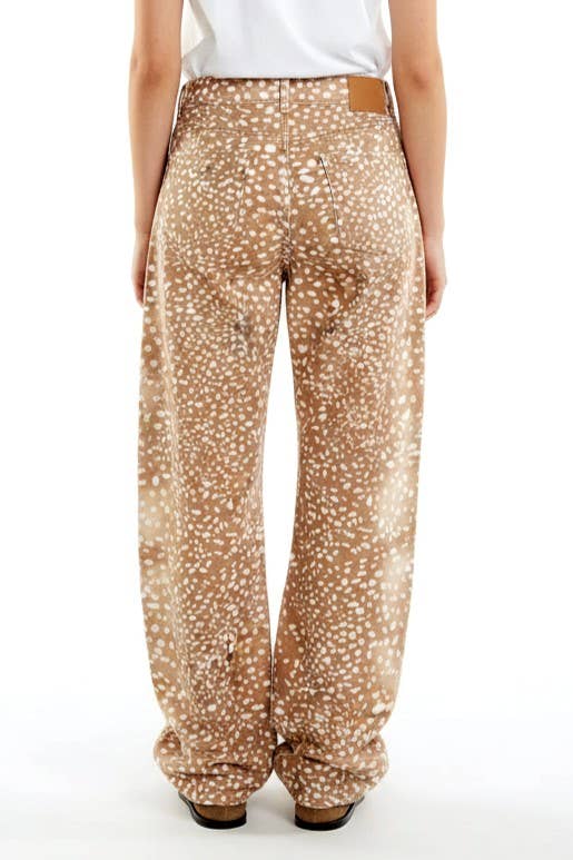 Urban Daizy - Bambi Deer Print Wide Leg Denim Pants