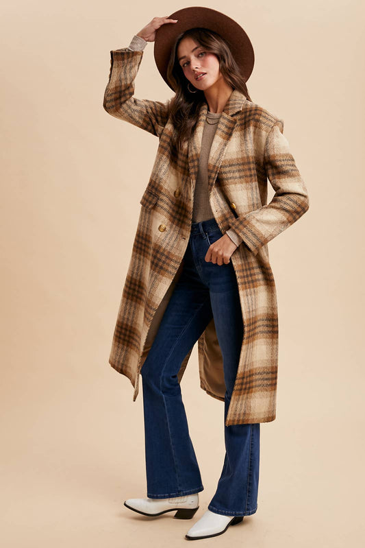 Women’s oversized long plaid coat