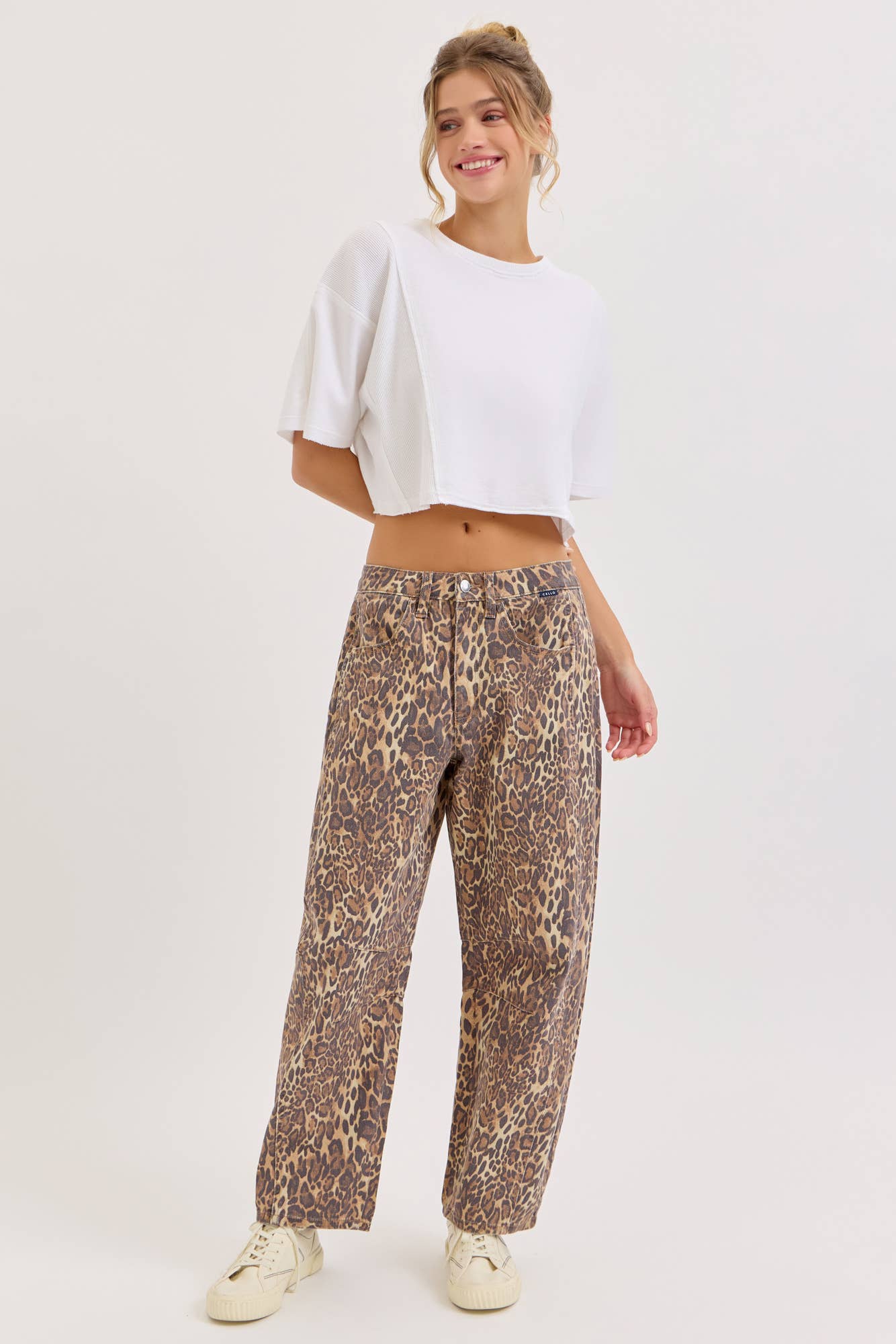 Everyday Leopard Barrel Jean