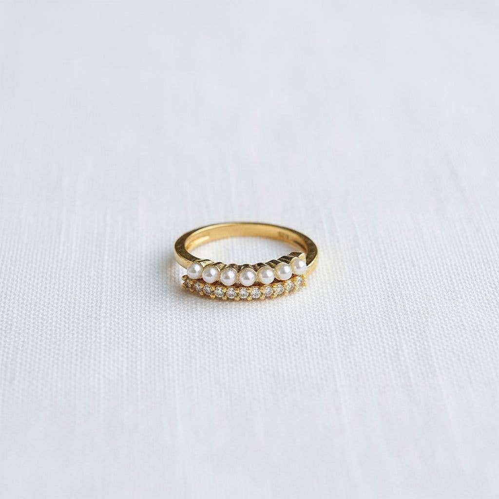 Pearl & Sparkle Stacking Ring