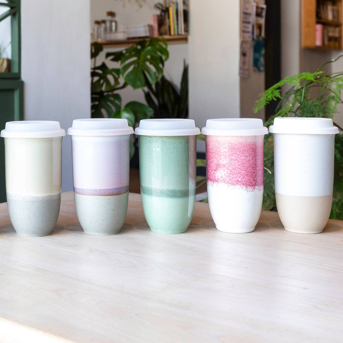 Nova Ceramics Travel Mugs - Emerald 16oz Ceramic Travel Mug – Forest-Inspired & Reusable