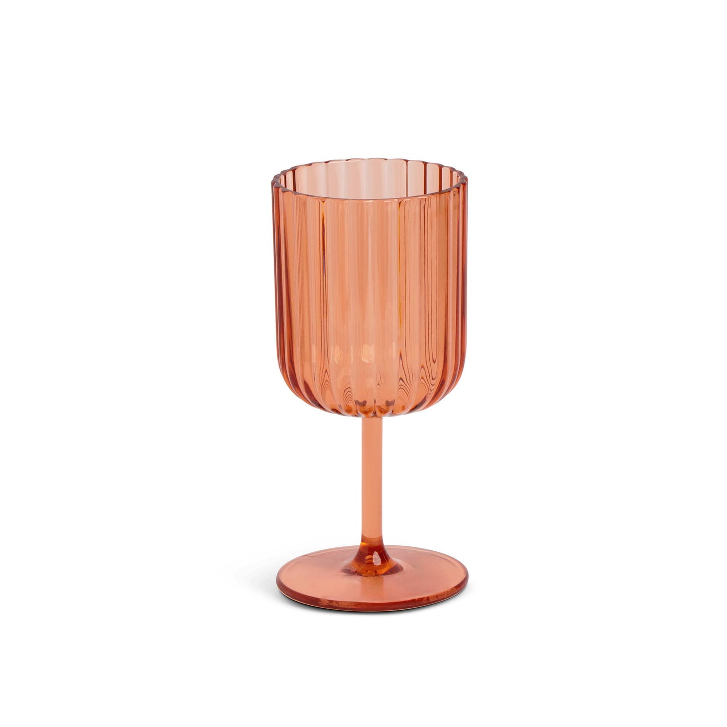 Peachy Plastic Ribbed Wine Glass