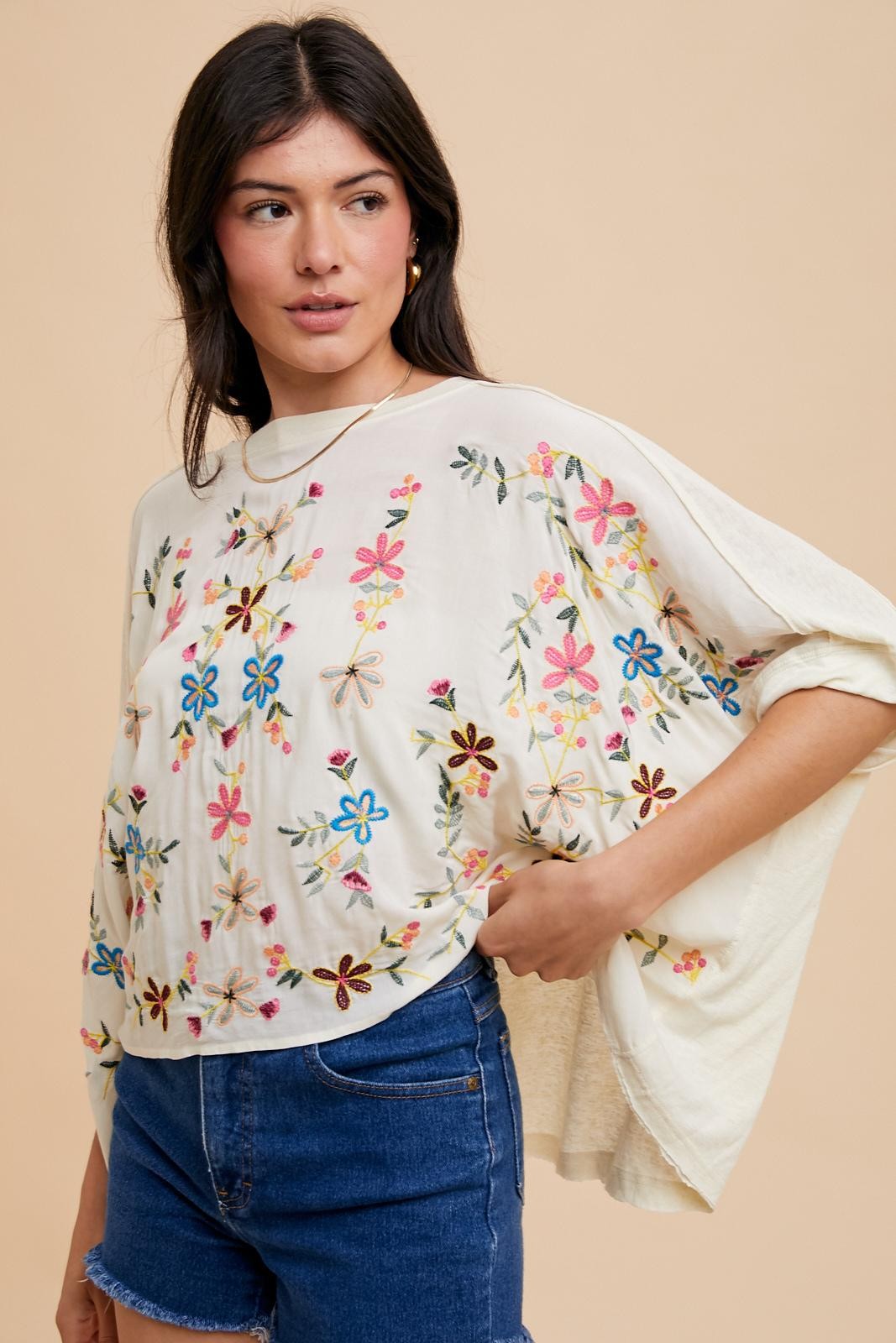 Wildflower Embroidered Oversized T-shirt