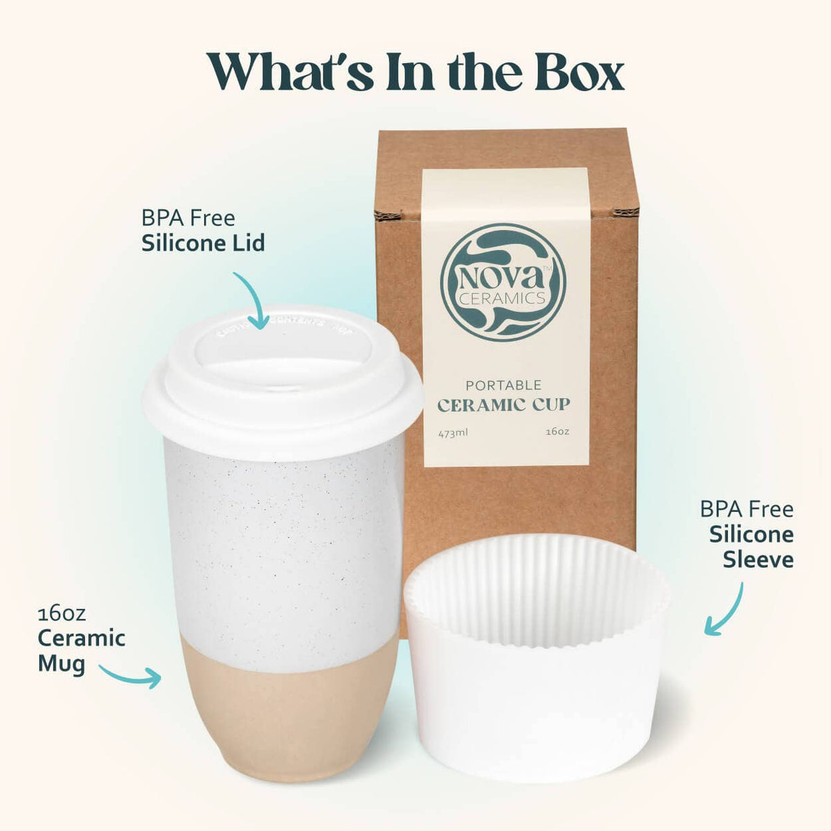 Nova Ceramics Travel Mugs - Dune 16oz Ceramic Travel Mug – (Includes Lid & Band)