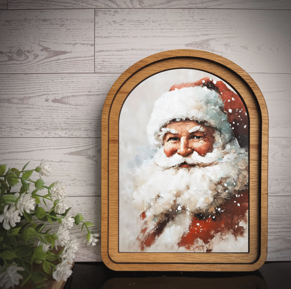 Maci Loo Makings - Arch Frame Art Classic Santa | Winter Wood & Canvas