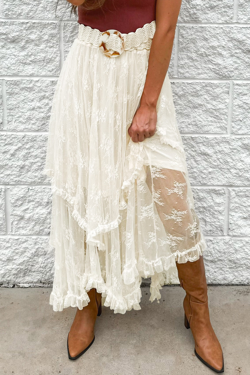 Whimsical Lace Tiered Skirt