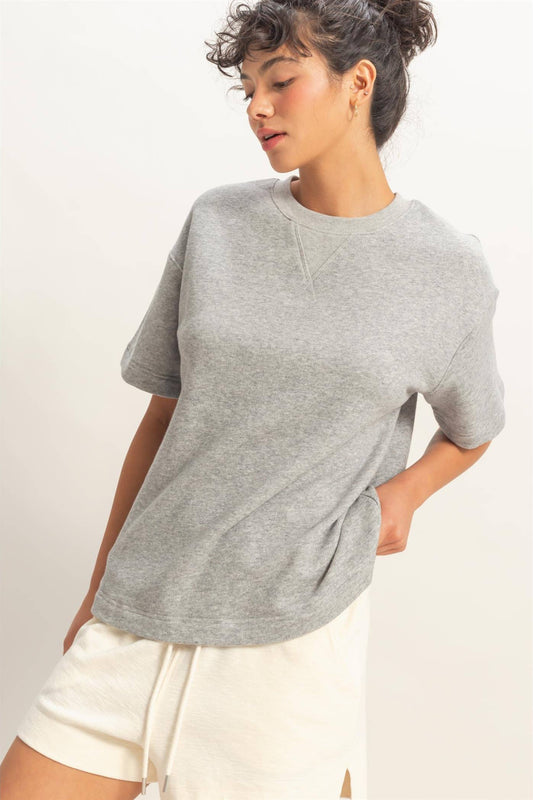 heather gray cotton lounge tee womens casual spring top