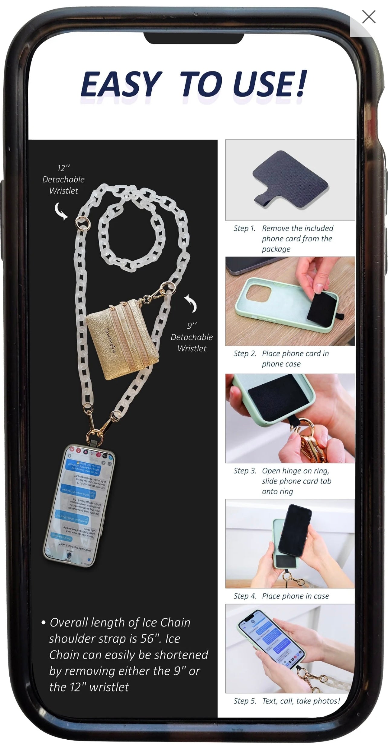 Clip & Go Ice Chain Phone Strap