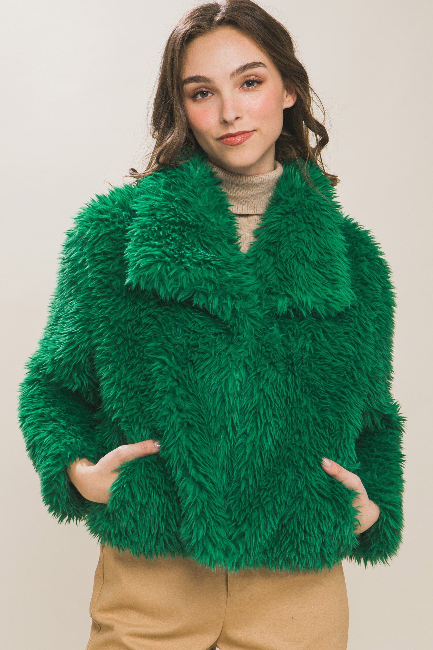 Green Girl Faux Fur Jacket