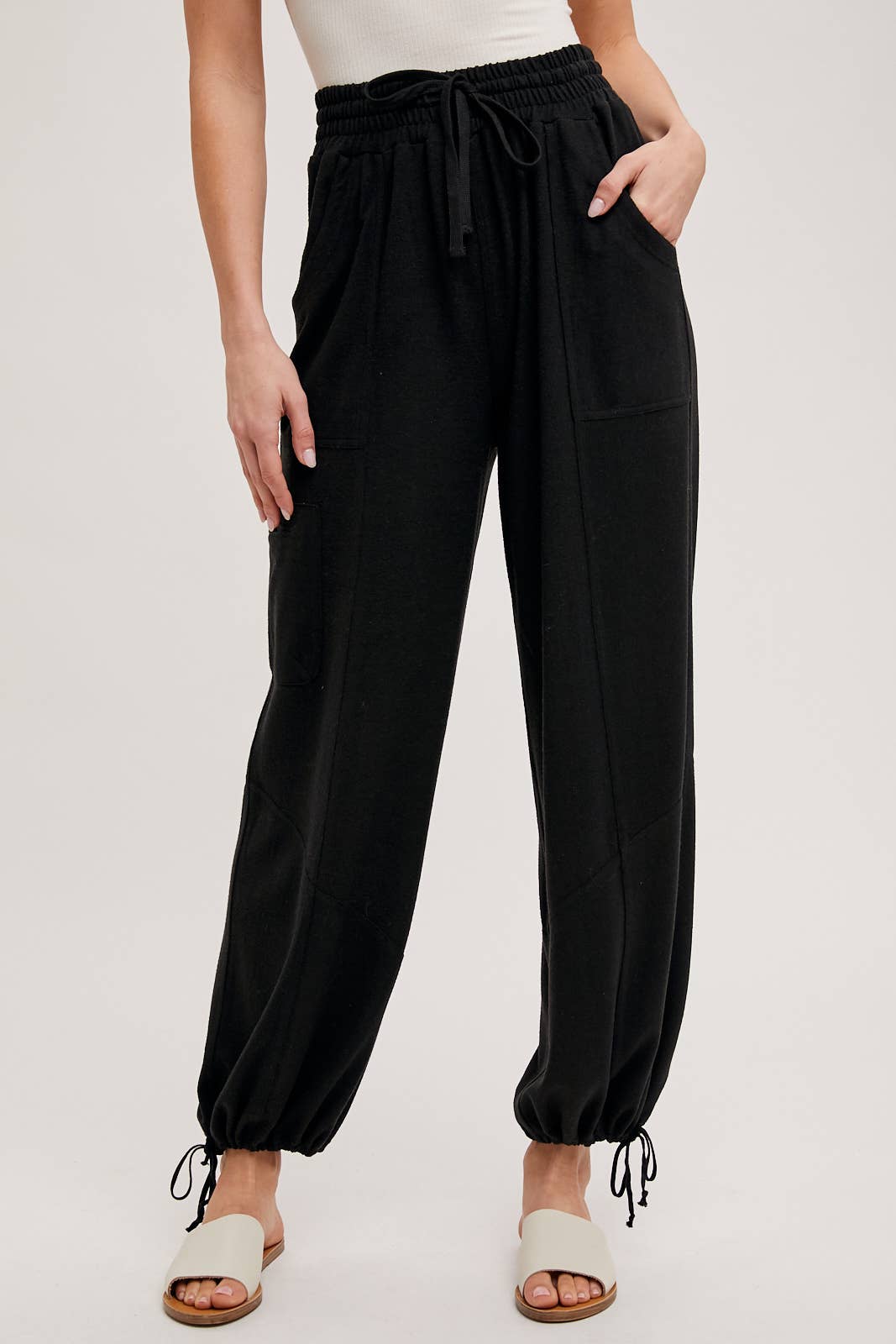 Bluivy - DRAWSTRING HIGH WAIST JOGGER SWEATPANTS