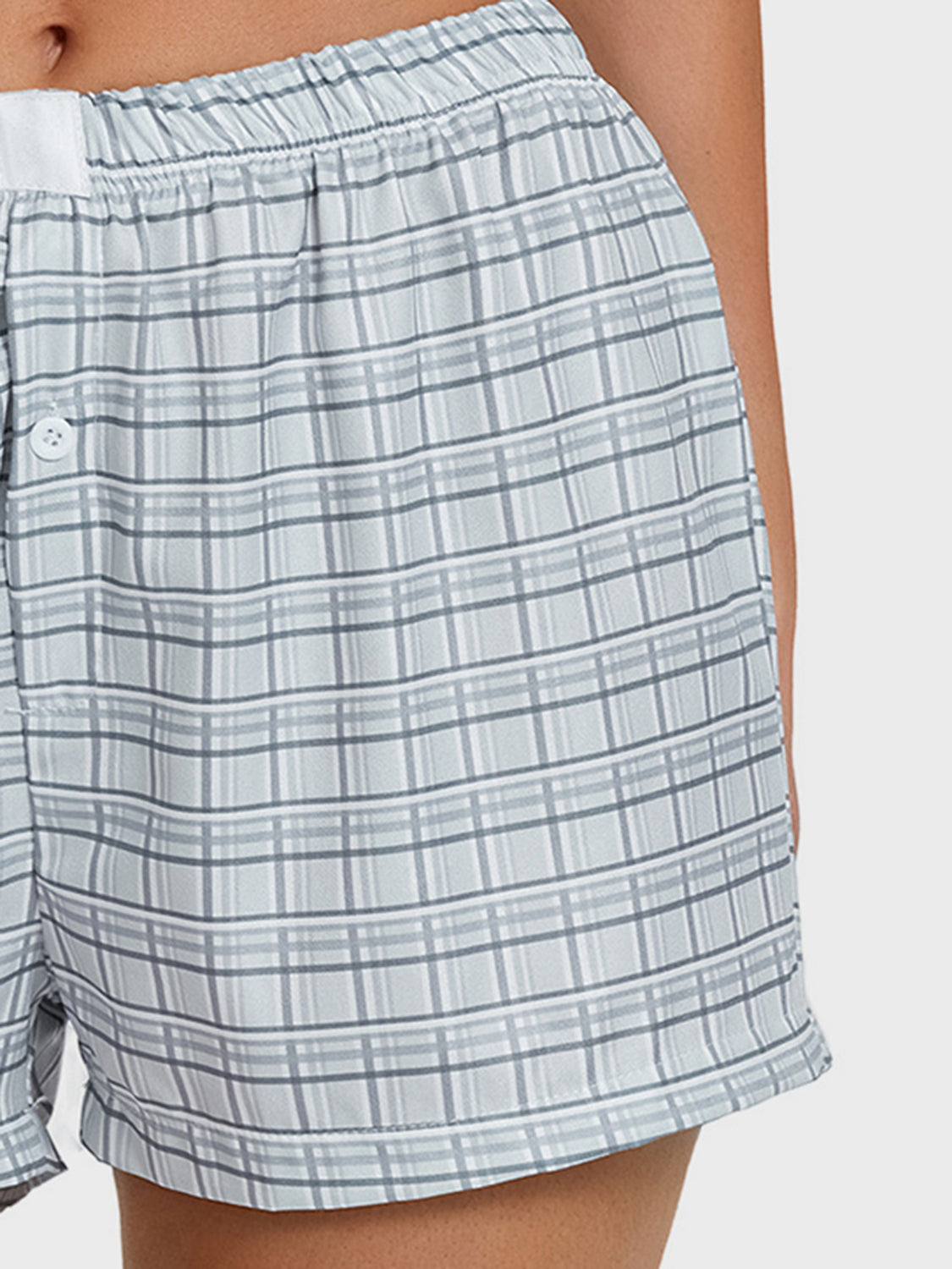 Plaid Elastic Waist Shorts