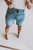 Ultra High Yoke-Front Denim Shorts
