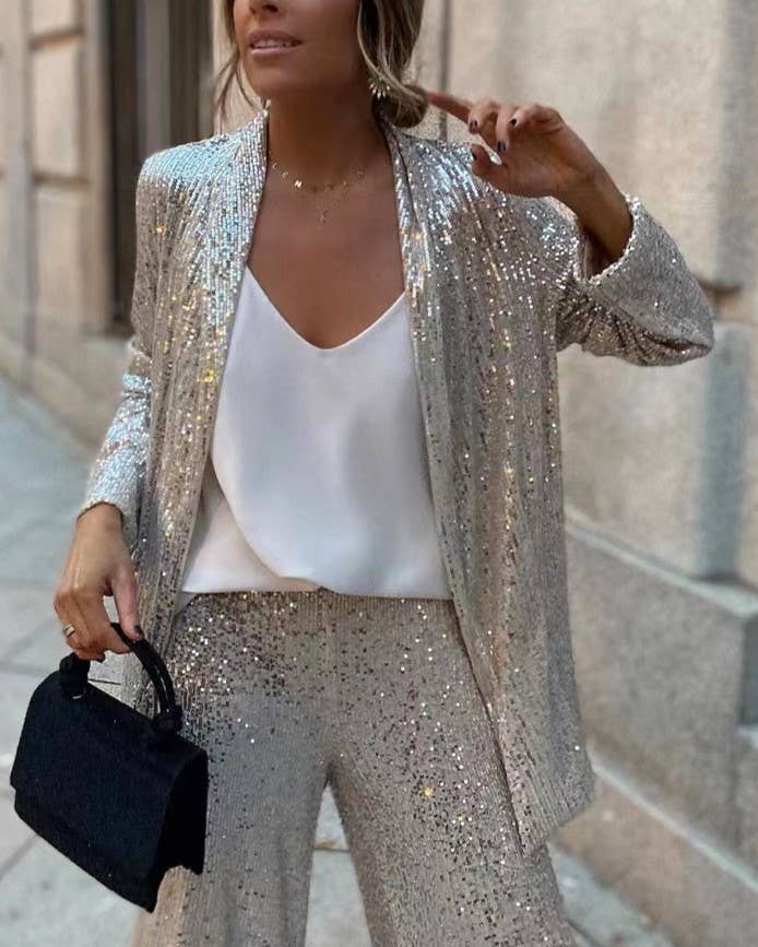 Party Sequin Blazer & Pants Set